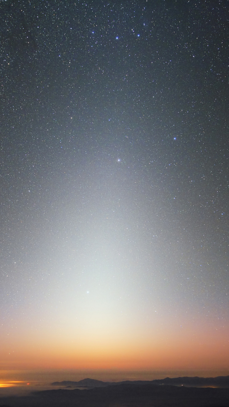 Обои Астрономия, ночное небо, атмосфера, горизонт, астрономический объект в разрешении 750x1334