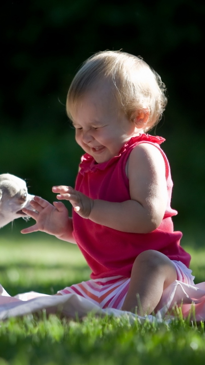 Обои щенок, привлекательность, ребенок, Домашние животные, забава в разрешении 720x1280