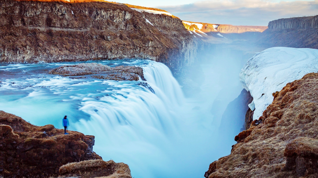 Обои Gullfoss Водопад, xarrfoss, водопад тупица, Селфосс, золотое кольцо в разрешении 1280x720