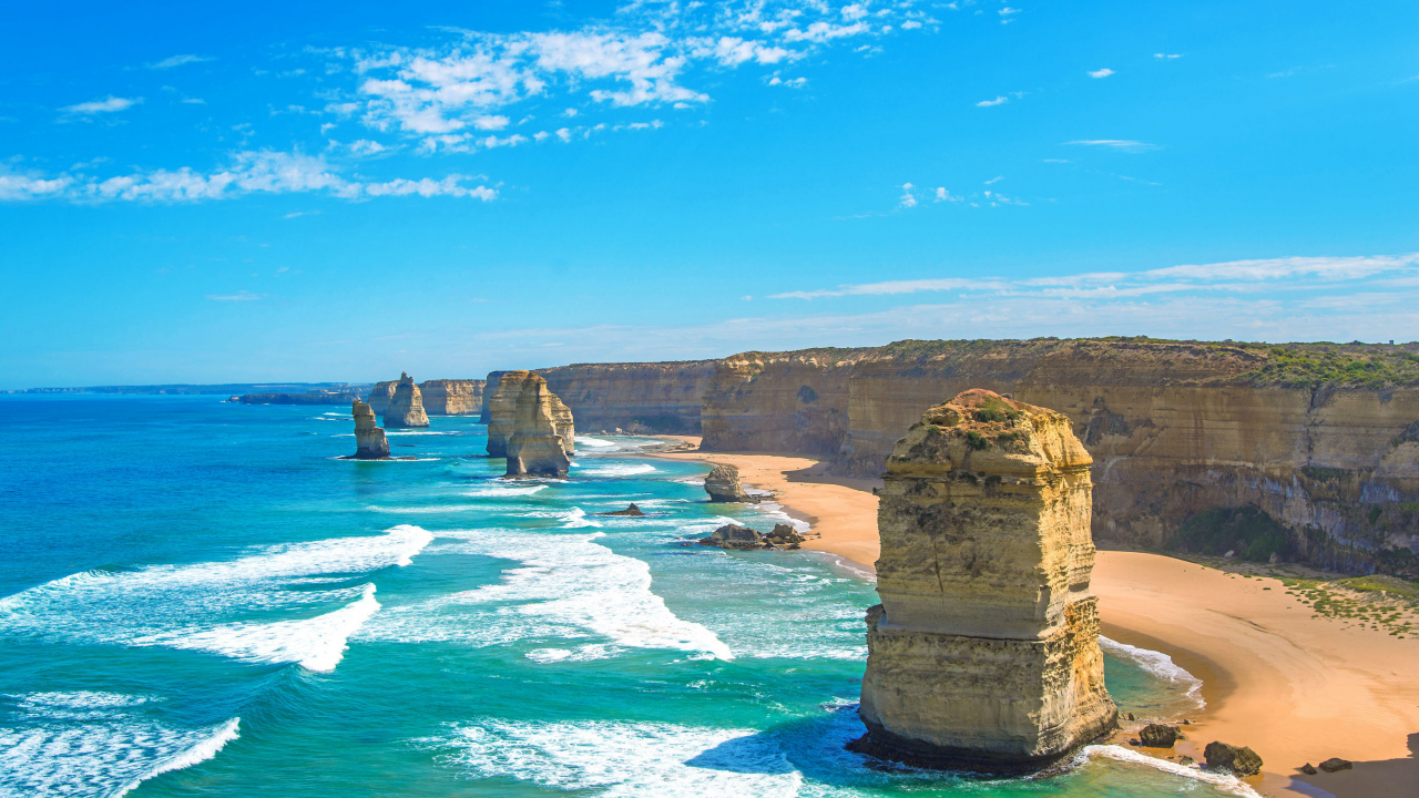 Обои великая океанская дорога, море, побережье, обрыв, мыс в разрешении 1280x720