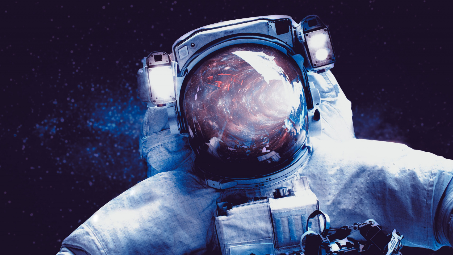 Обои астронавт, космическое пространство, космос, космическая станция, искусство в разрешении 1920x1080