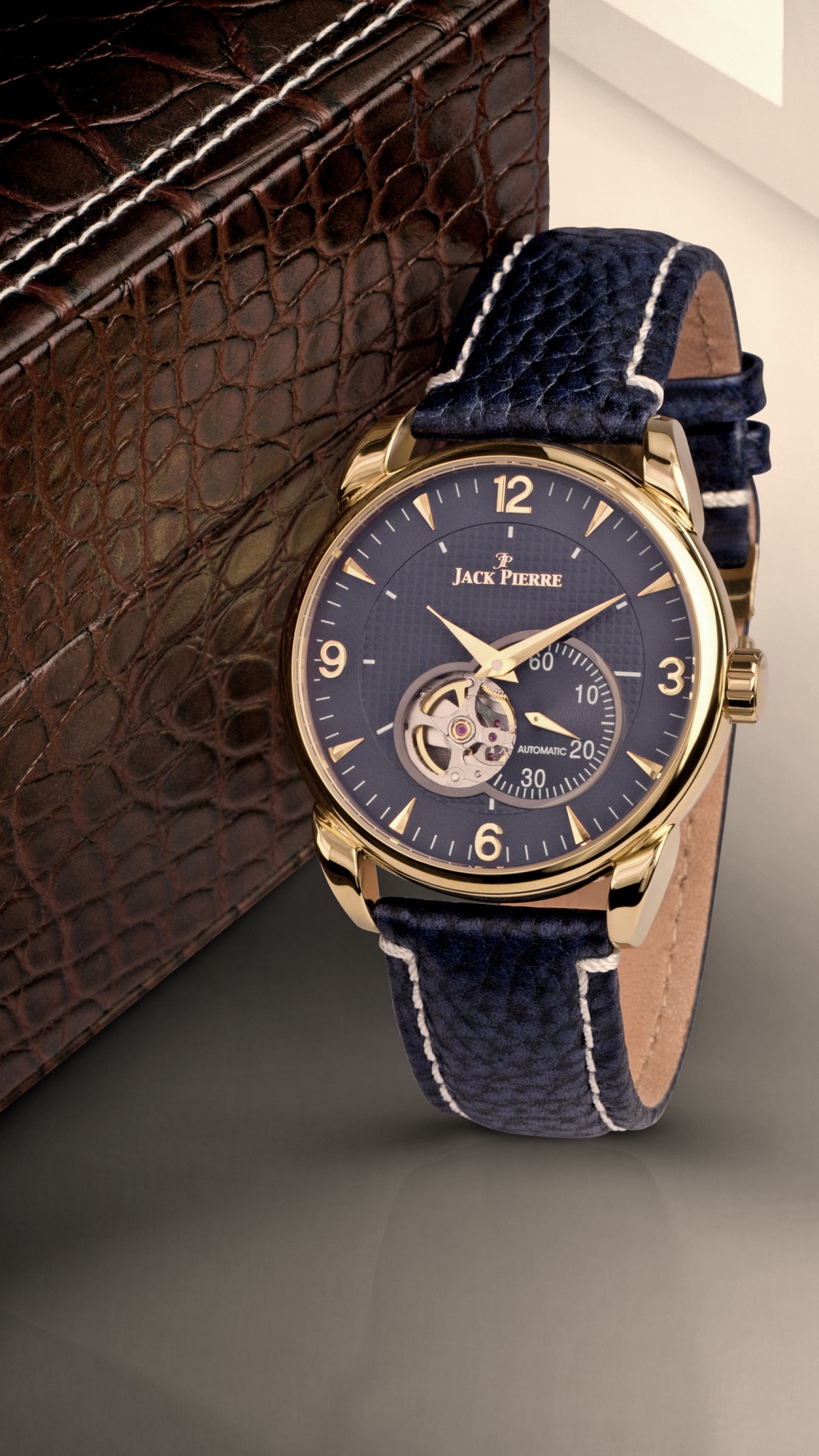 Обои часы, часы аксессуар, ремень, коричневый цвет, марка в разрешении 1080x1920