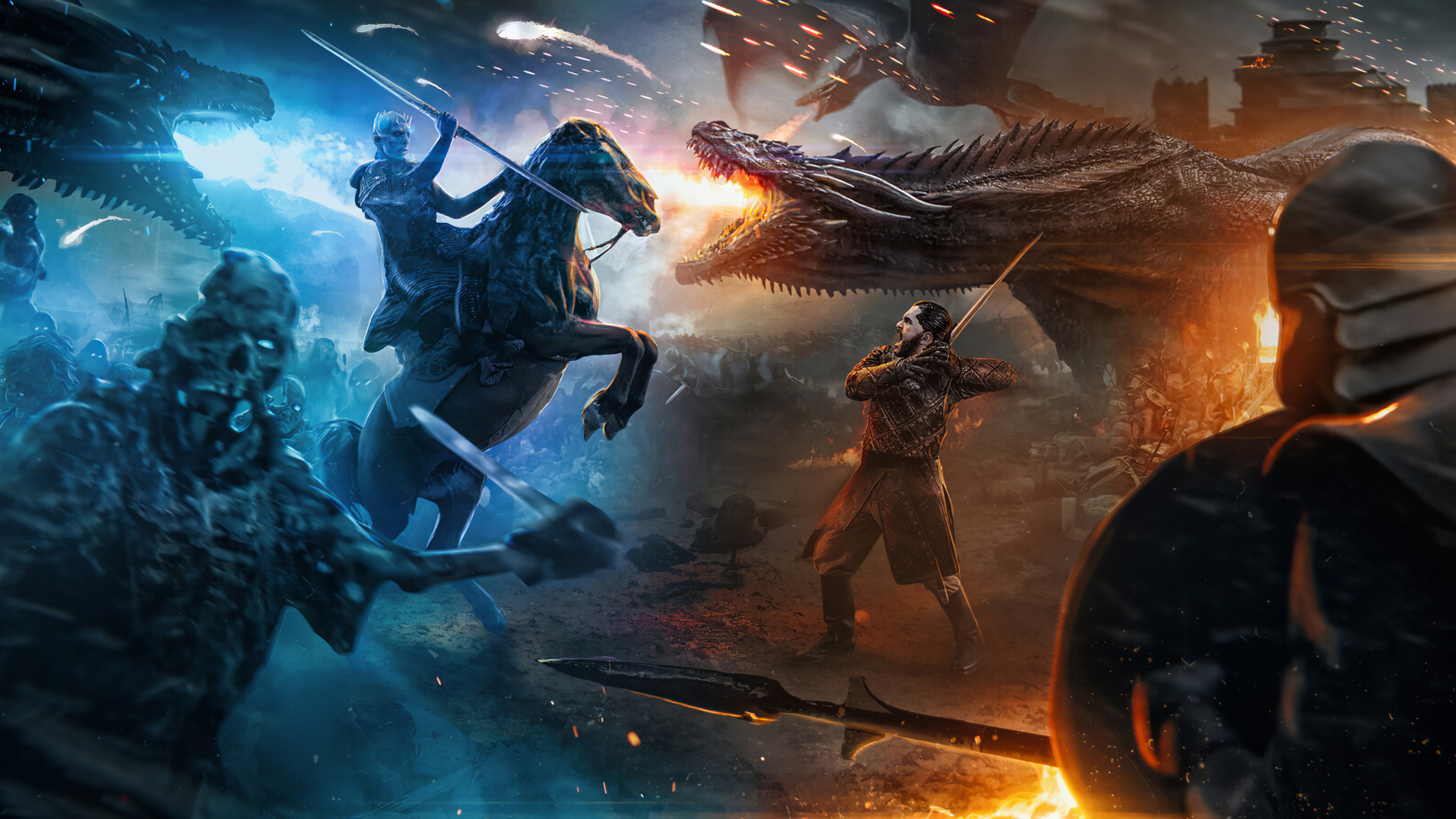 Обои Игра престолов, Джон Сноу, Ночной Король, компьютерная игра, стратегии видео игры в разрешении 1920x1080