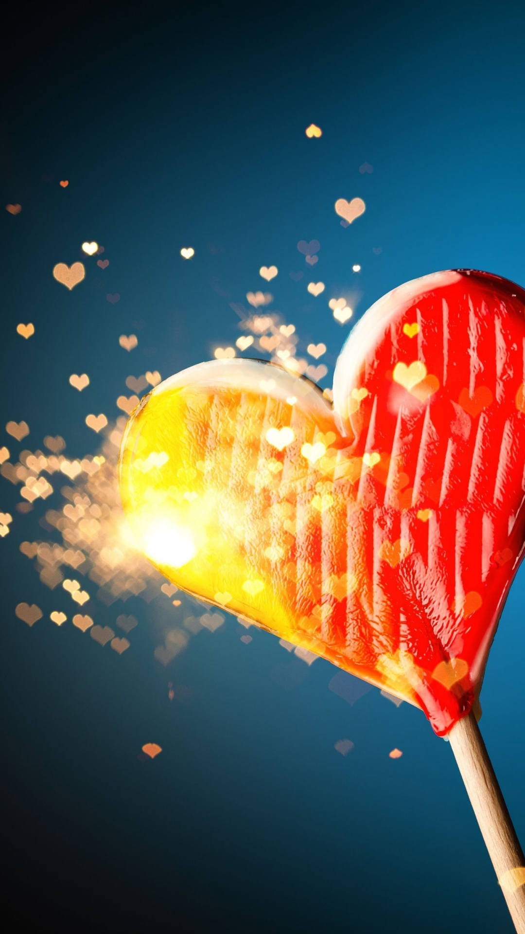 Обои сердце, любовь, День Святого Валентина, свет, небо в разрешении 1080x1920