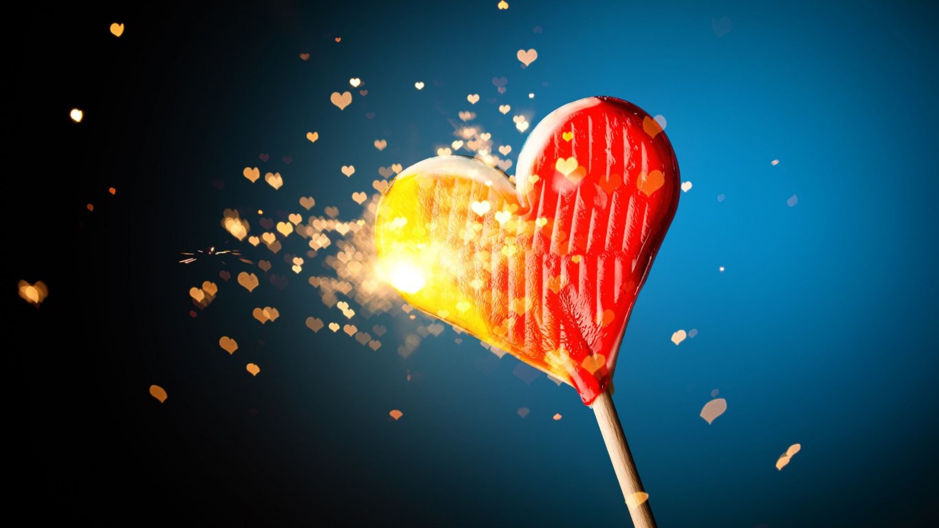 Обои сердце, любовь, День Святого Валентина, свет, небо в разрешении 1366x768