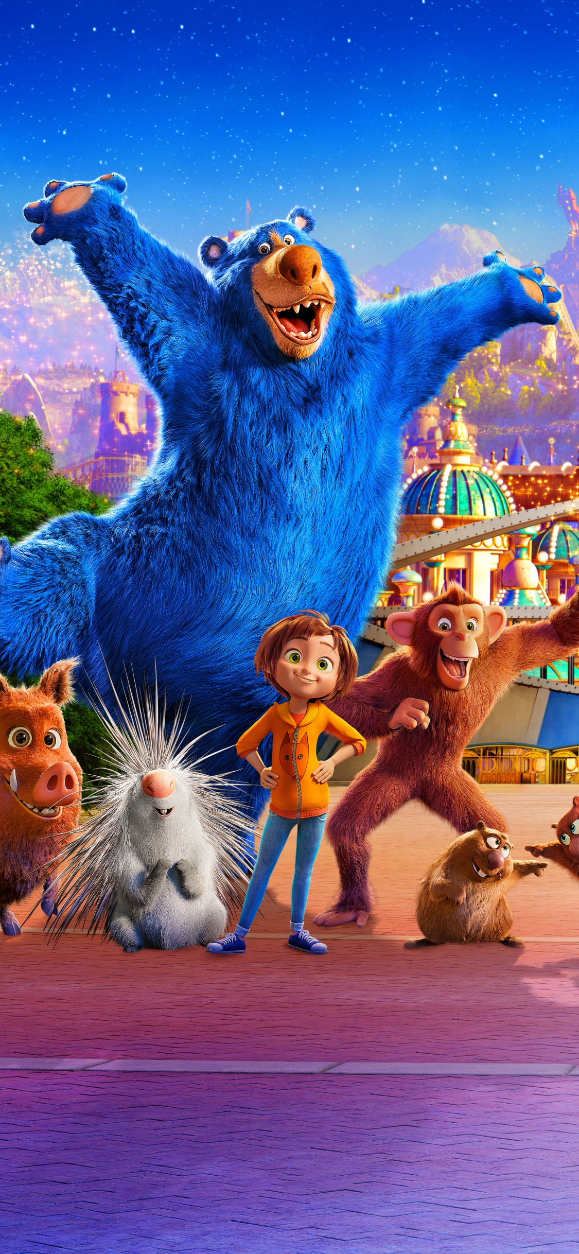 Обои забава, достопримечательность, мультик, Представление, парк развлечений в разрешении 1125x2436