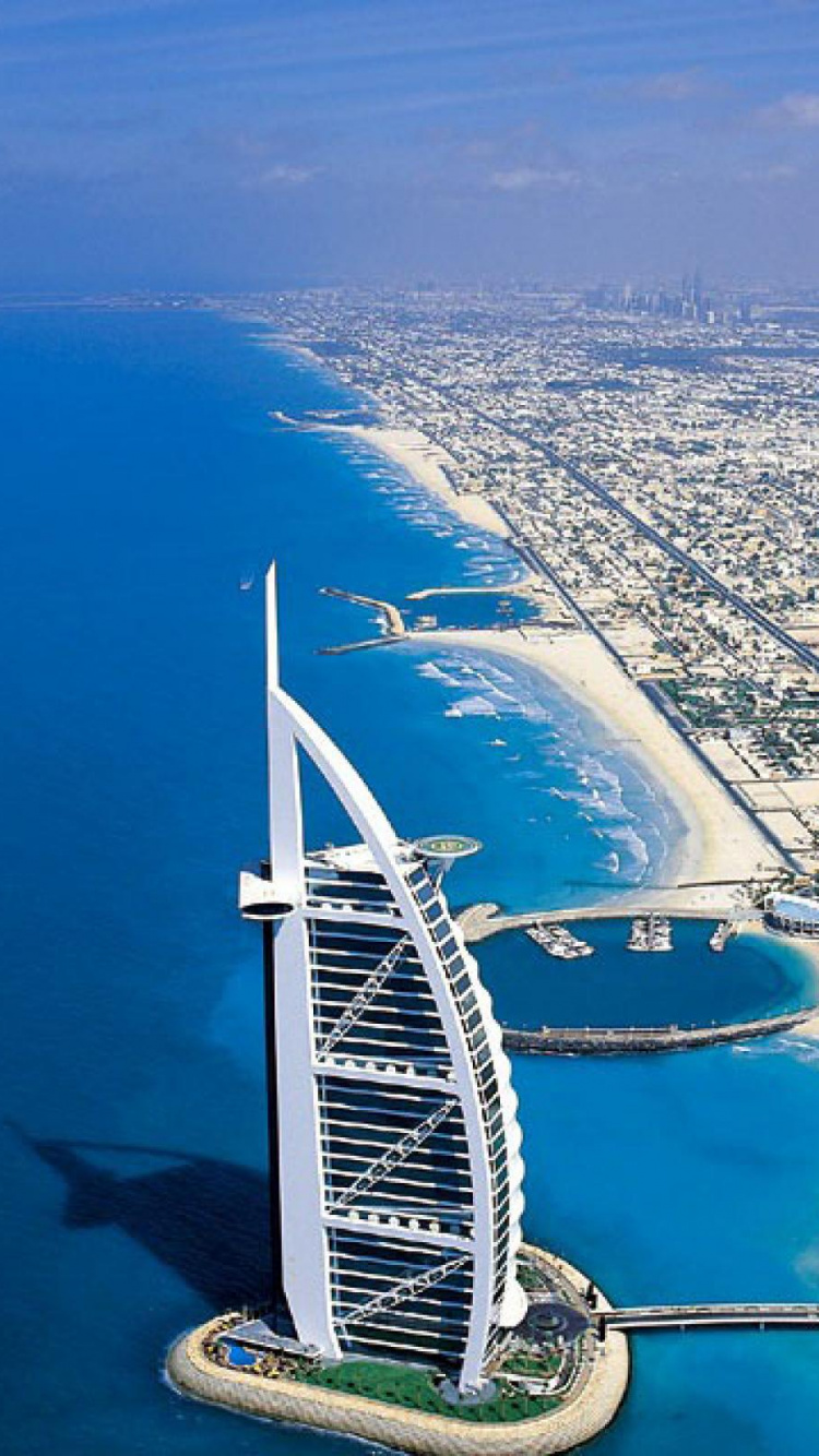 Обои Бурдж Халифа, Дубай Молл, Дубай Марина, искусственный остров, гидроресурсы в разрешении 750x1334