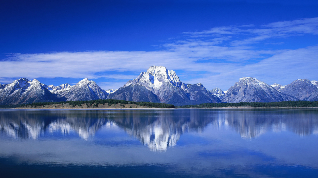 Обои горный рельеф, гора, природа, горный хребет, отражение в разрешении 1280x720