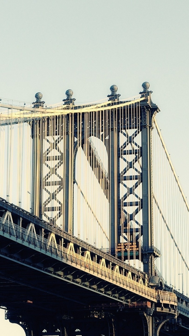 Обои манхэттенский мост, мост, подвесной мост, extradosed мост, вантовый мост в разрешении 720x1280