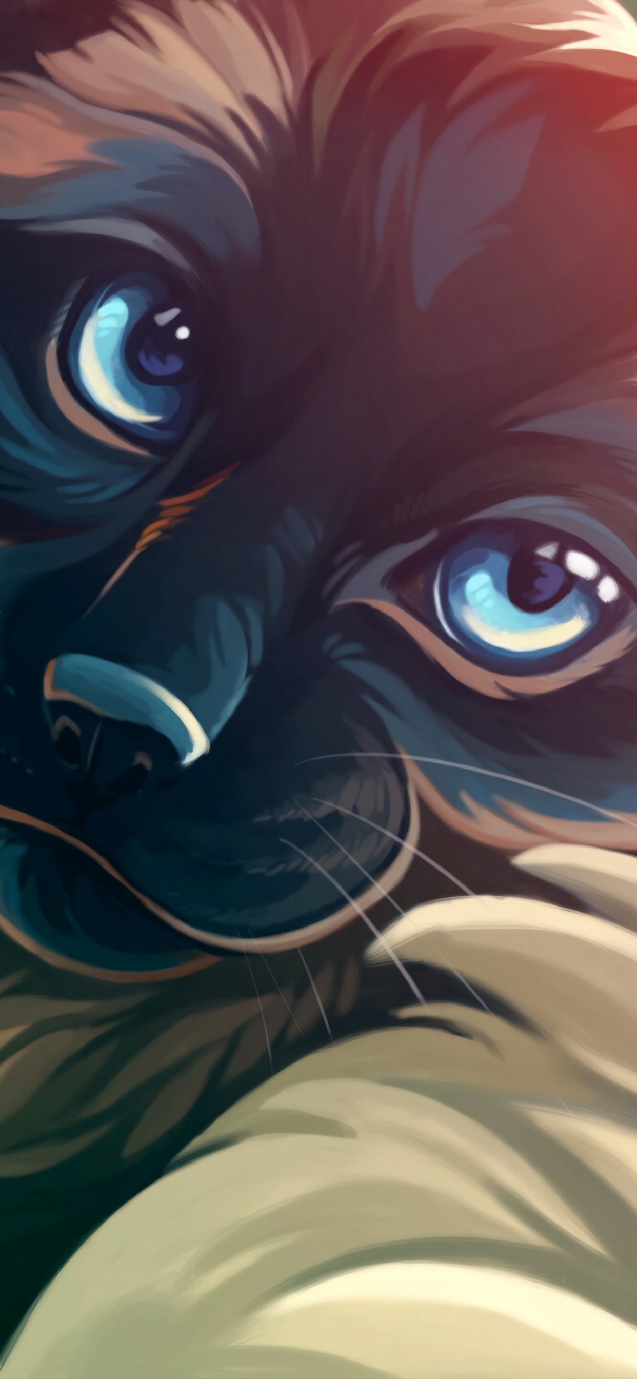 Обои иллюстрация, мультфильм, глаз, морда, ухо в разрешении 1242x2688