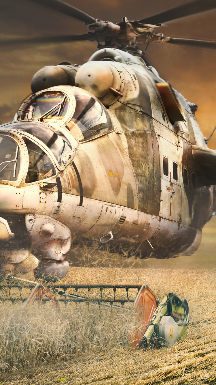 Обои ударный вертолет, боевой вертолет, военный вертолет, военнослужащие, небо в разрешении 750x1334