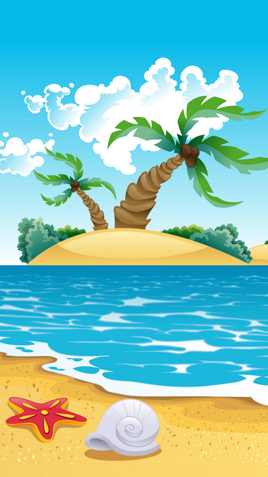 Обои море для детей, пляж, море, ракушка, побережье в разрешении 1080x1920