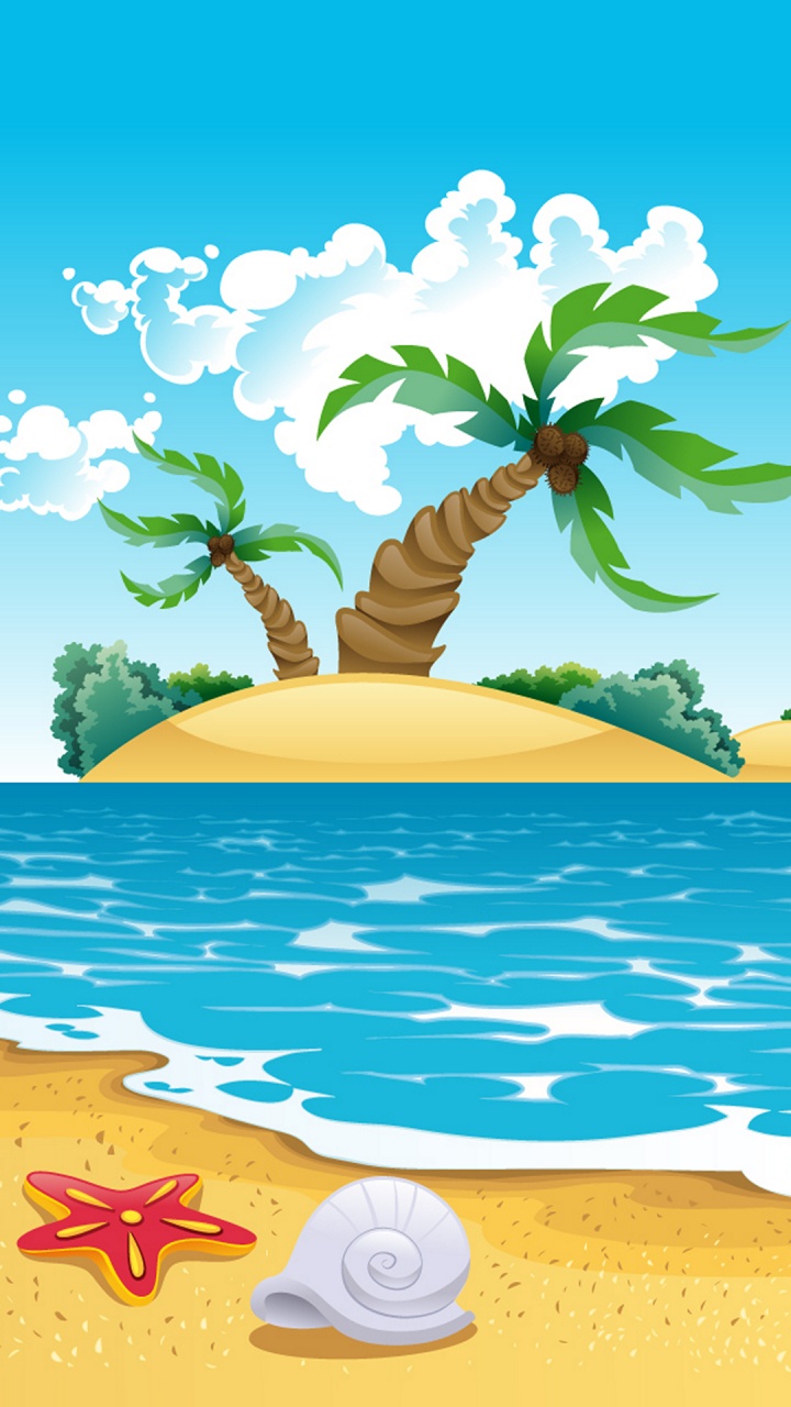 Обои море для детей, пляж, море, ракушка, побережье в разрешении 720x1280