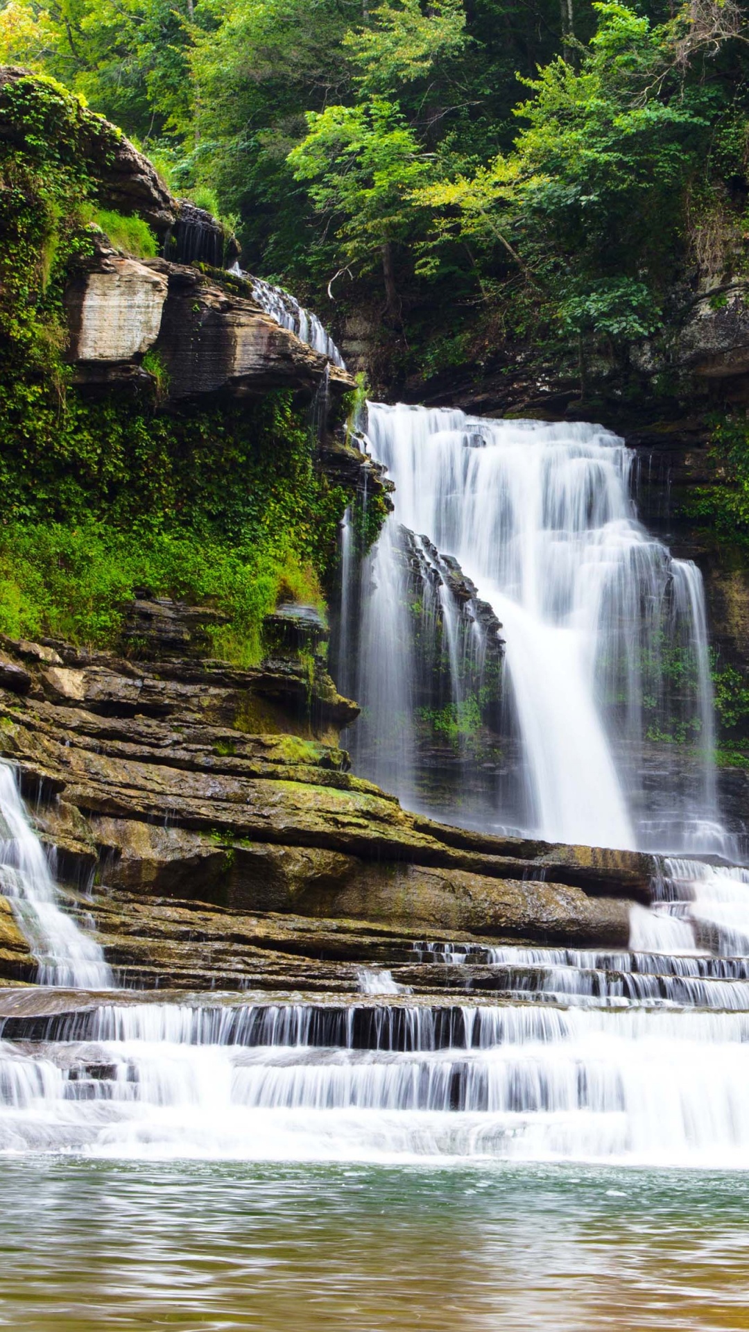 Обои водопад, водоток, природный заповедник, водоем, гидроресурсы в разрешении 1080x1920