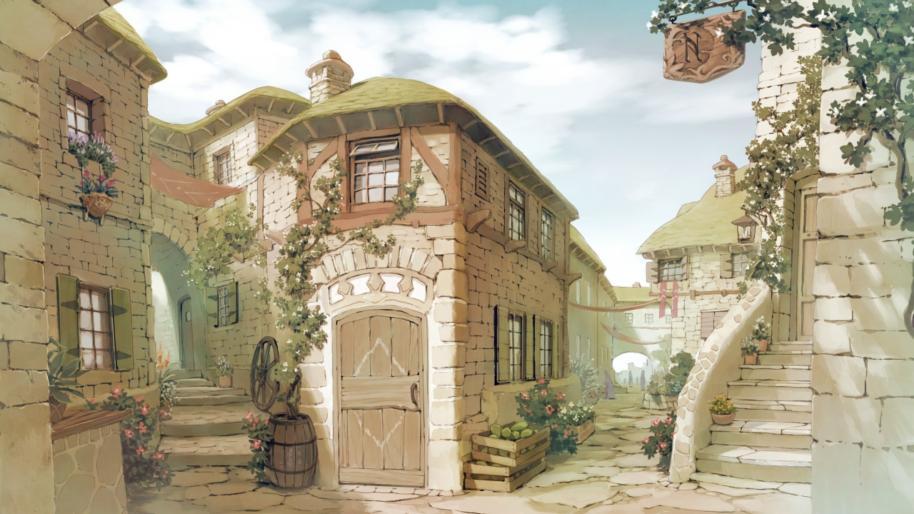 Обои здание, средневековая архитектура, двор, имущество, свойство в разрешении 1280x720