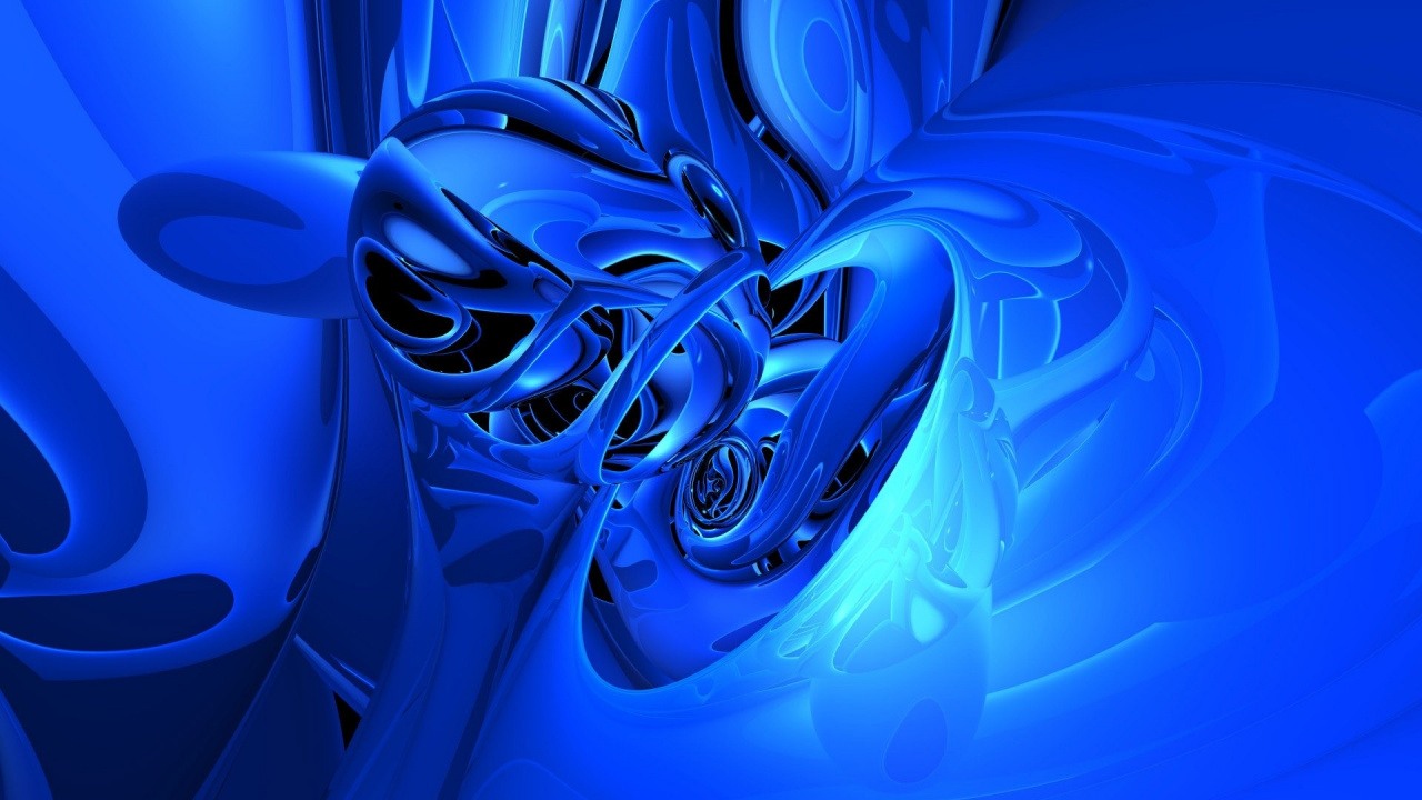 Обои синий, синий кобальт, электрик, фрактальное искусство, электрический синий в разрешении 1280x720