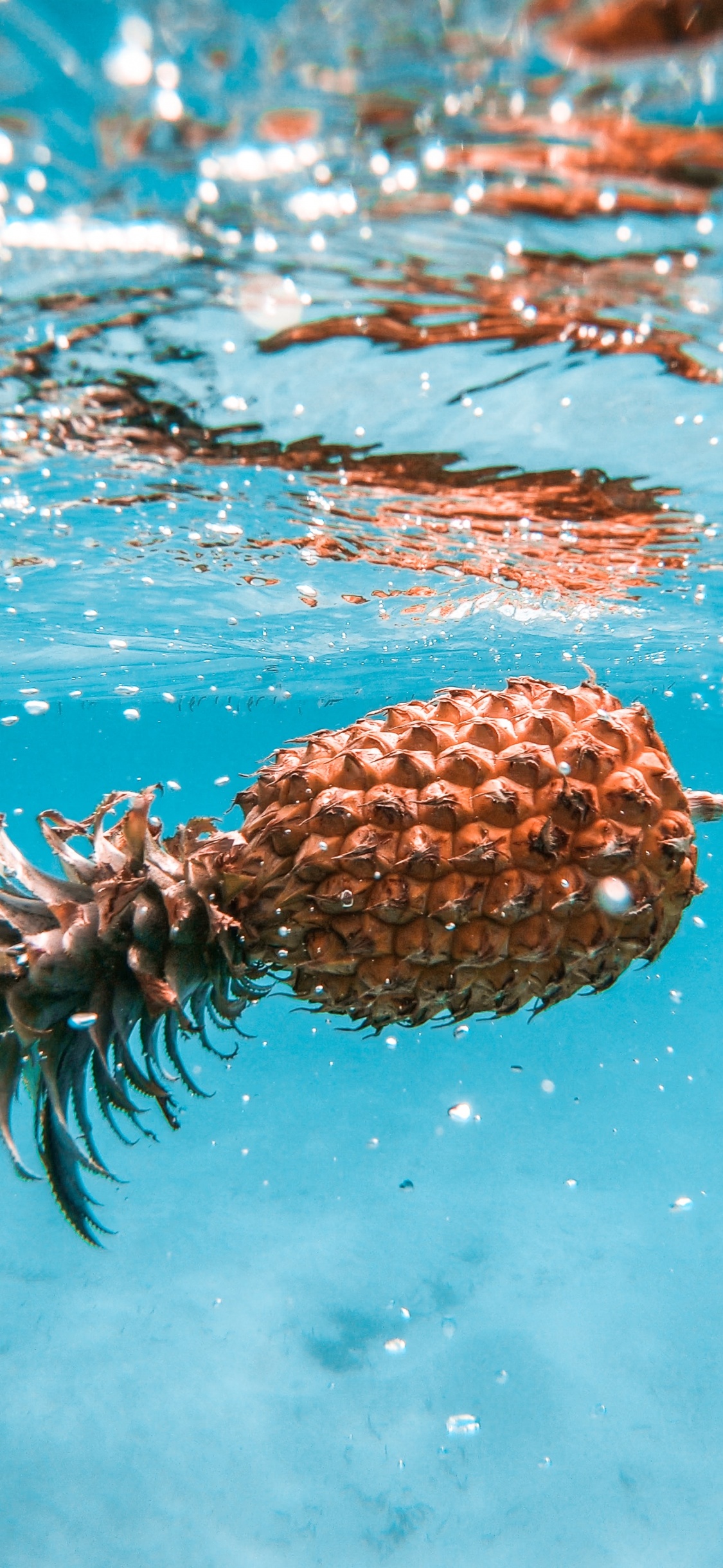 Обои ананас, лимон, ананас яблоко, фрукты, вода в разрешении 1125x2436