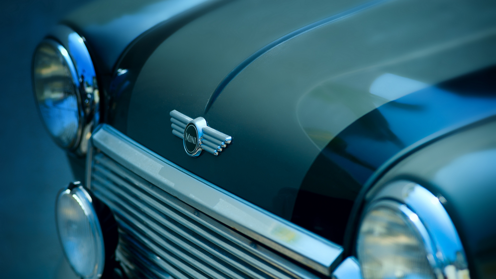 Обои Мини Купер логотип, мини, авто, фара, синий в разрешении 1920x1080