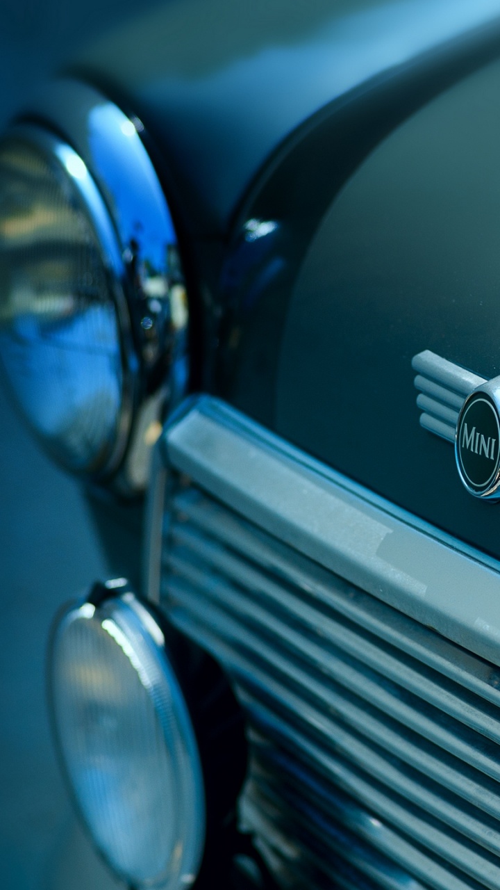Обои Мини Купер логотип, мини, авто, фара, синий в разрешении 720x1280