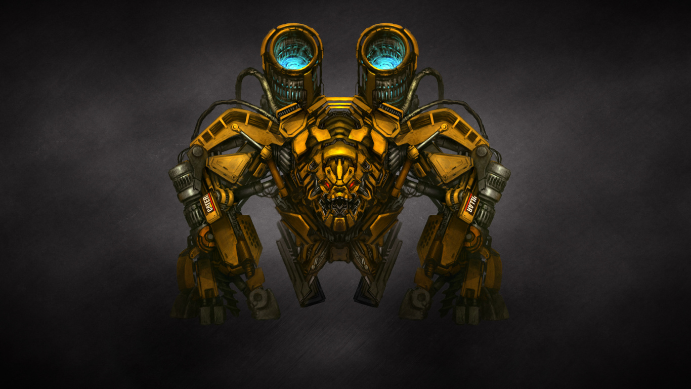 Обои робот, механизм, тьма, организм, макросъемка в разрешении 1366x768