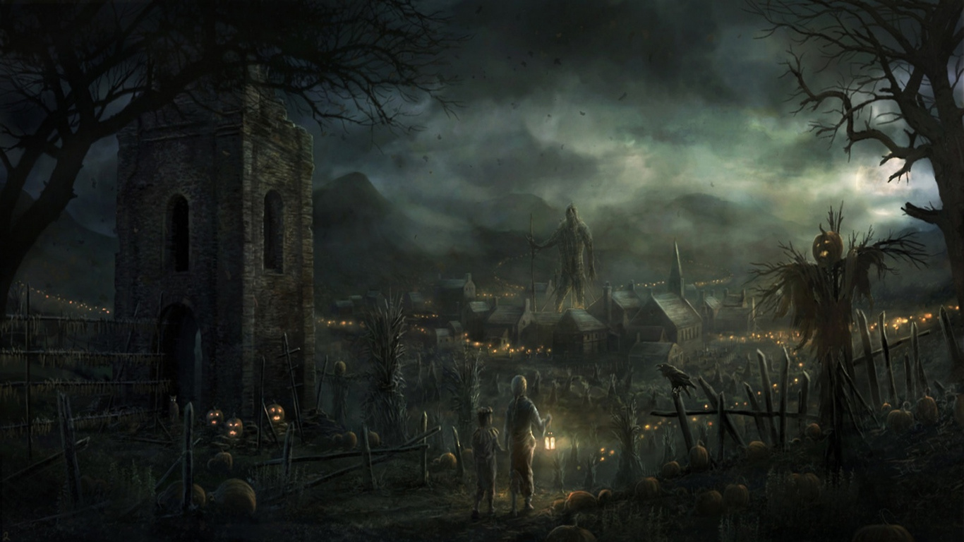 Обои арт, артист, темнота, живопись, атмосфера в разрешении 1366x768