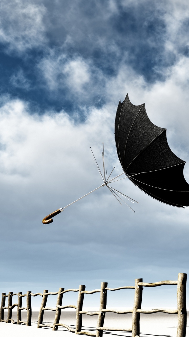 Обои зонтик, ветер, облако, вода, облака в разрешении 720x1280