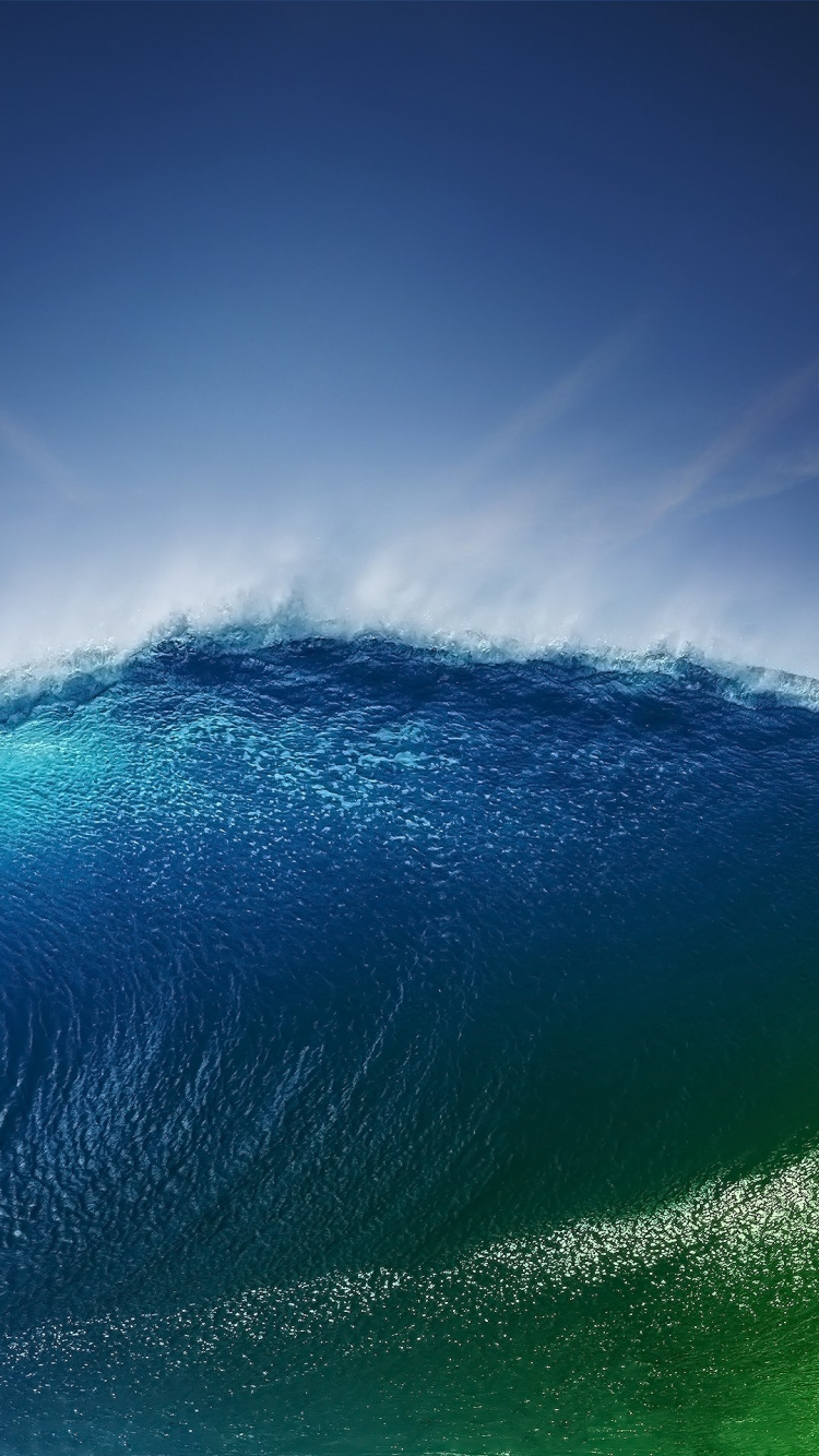 Обои волна, ветровая волна, синий, океан, вода в разрешении 750x1334