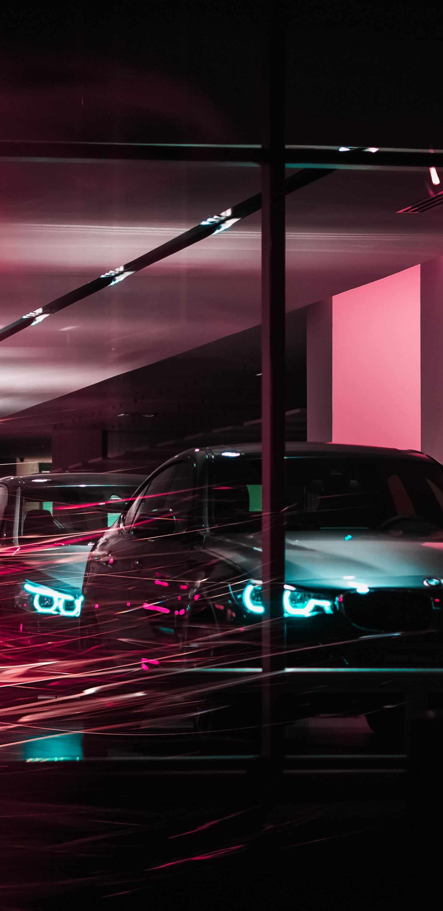 Обои авто, свет, освещение, розовый, пурпурный цвет в разрешении 1440x2960