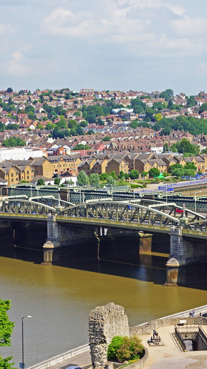 Обои мост, реки, городок, водный путь, город в разрешении 720x1280