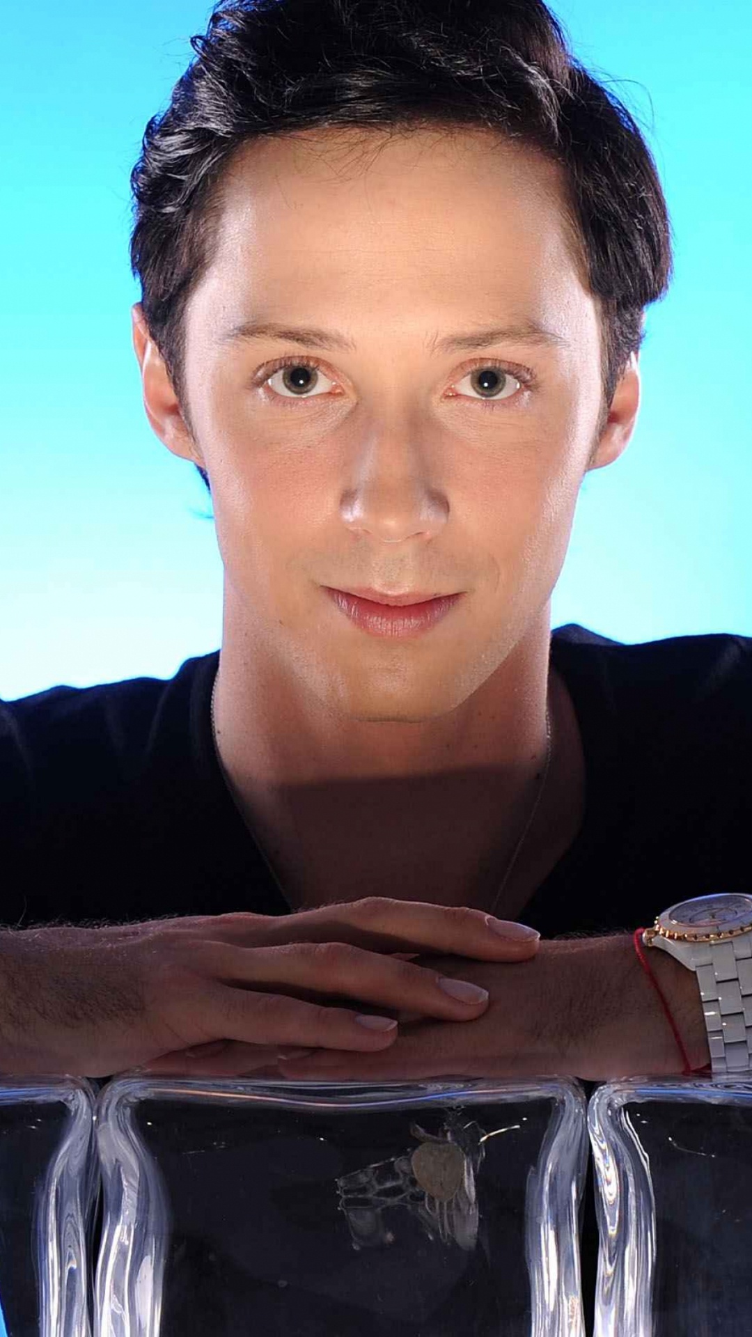 Обои Фигурное катание, катание на коньках, сидит, синий, фотосессия в разрешении 1080x1920