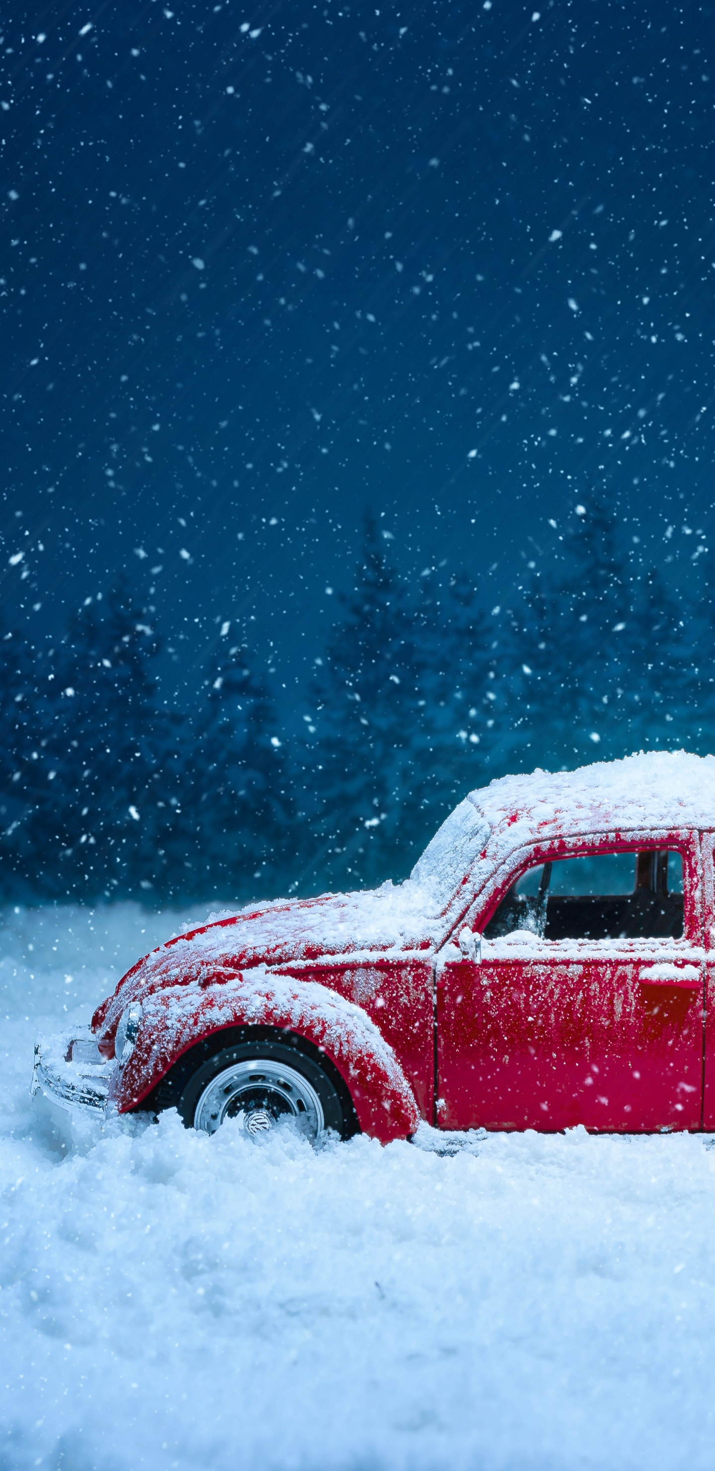 Обои авто, зима, вождение, снег, синий в разрешении 1440x2960