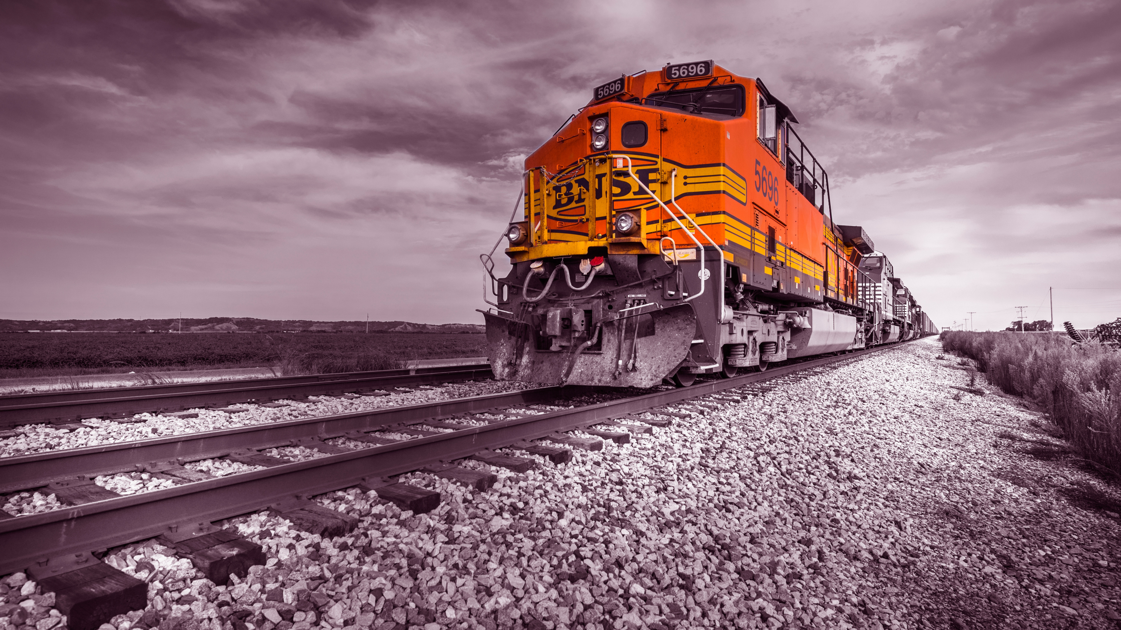 Обои поезд, железнодорожный транспорт, паровоз, транспорт, трек в разрешении 3840x2160