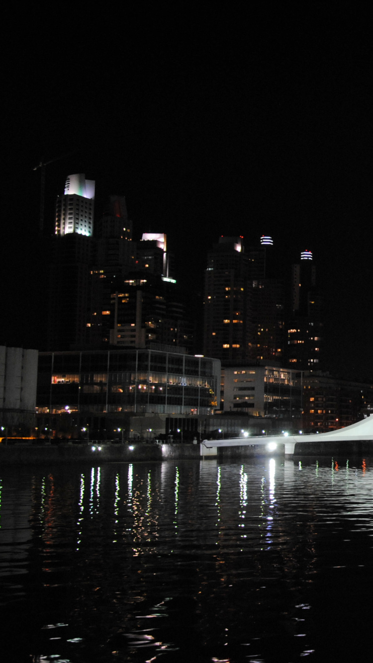 Обои Пуэнте де ла Мухер, мост, ночь, отражение, город в разрешении 750x1334