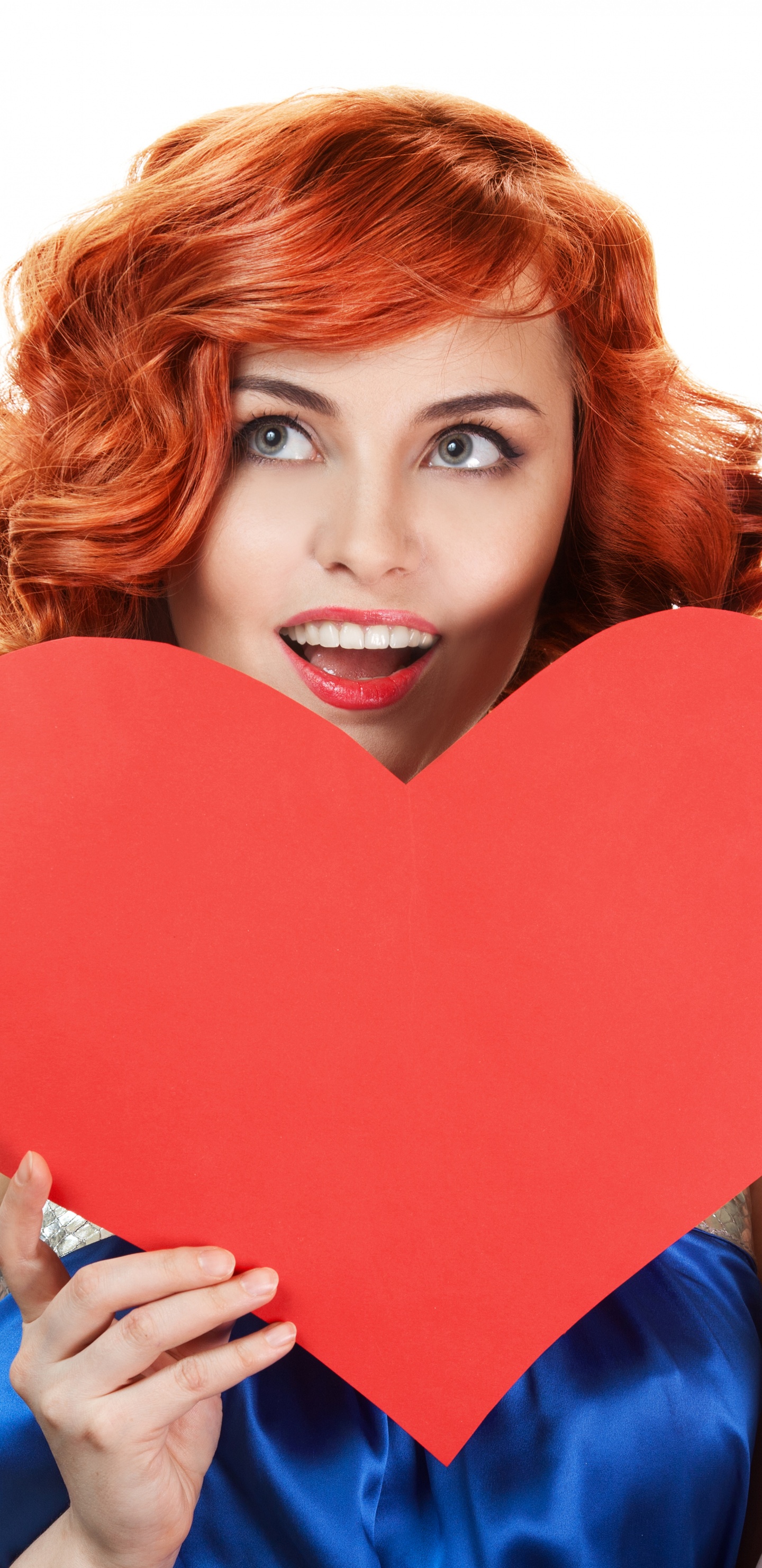 Обои День Святого Валентина, сердце, красный цвет, губа, красота в разрешении 1440x2960