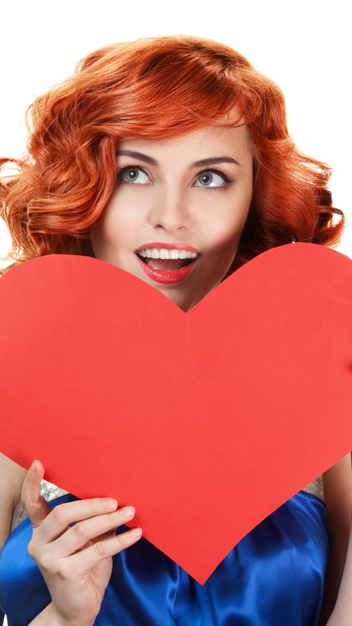 Обои День Святого Валентина, сердце, красный цвет, губа, красота в разрешении 720x1280