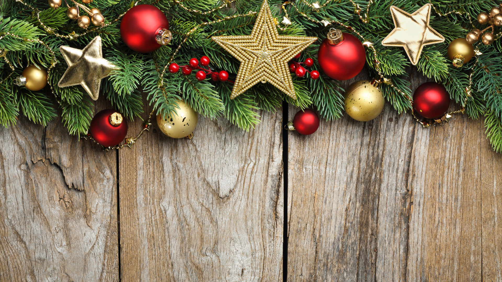 Обои Рождественский день, Рождественские украшения, рождественский орнамент, елка, праздник в разрешении 1920x1080