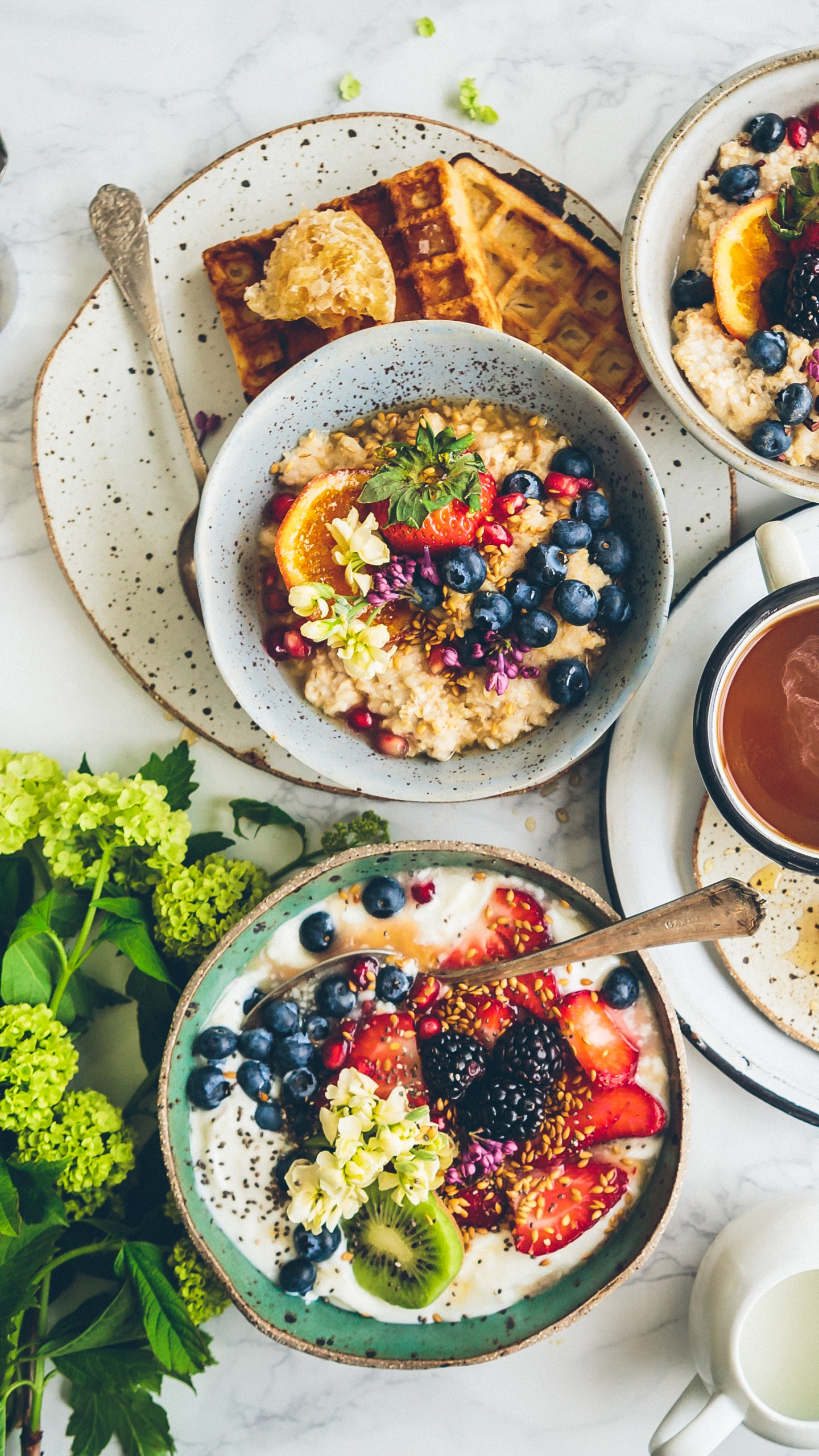 Обои завтрак, ресторан, блюда, пища, поздний завтрак в разрешении 1440x2560