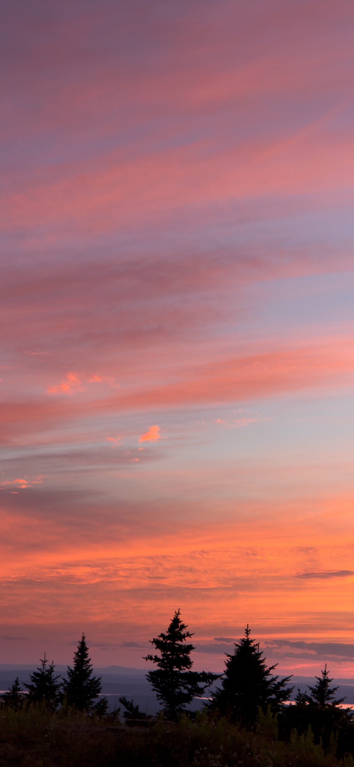 Обои закат, восход солнца, послесвечение, облако, горизонт в разрешении 1125x2436