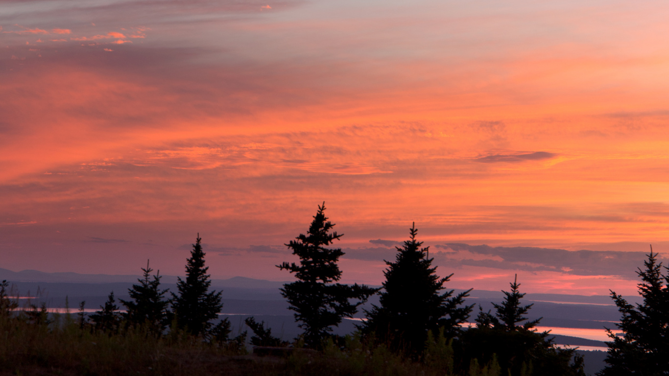 Обои закат, восход солнца, послесвечение, облако, горизонт в разрешении 1366x768