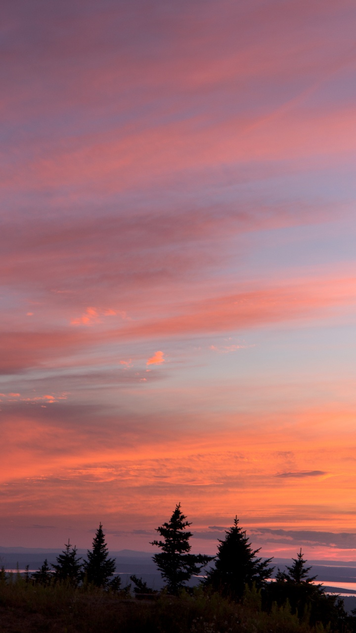 Обои закат, восход солнца, послесвечение, облако, горизонт в разрешении 720x1280
