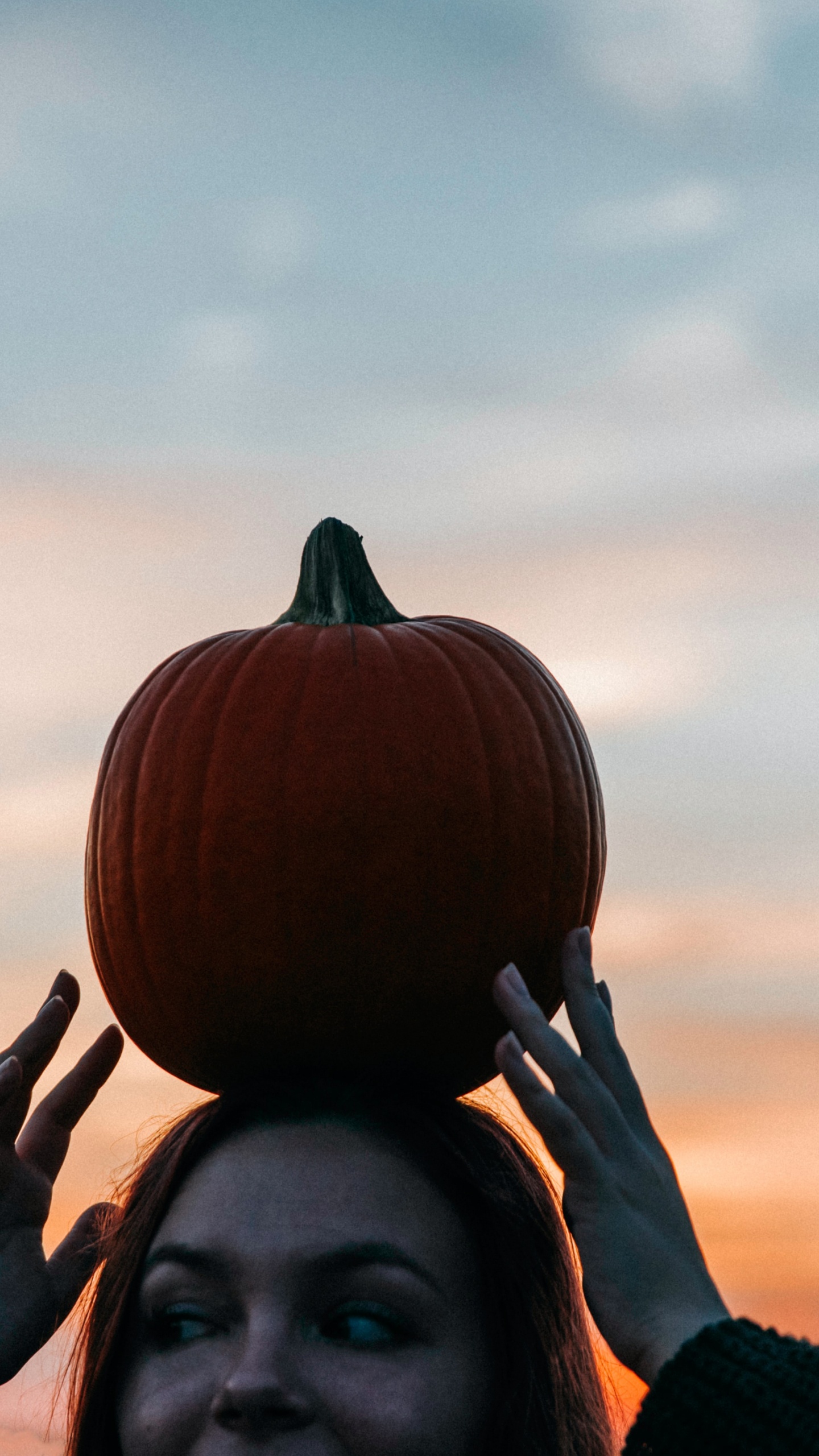 Обои Хэллоуин, тыква, кабачок, овощ, волосы в разрешении 1440x2560