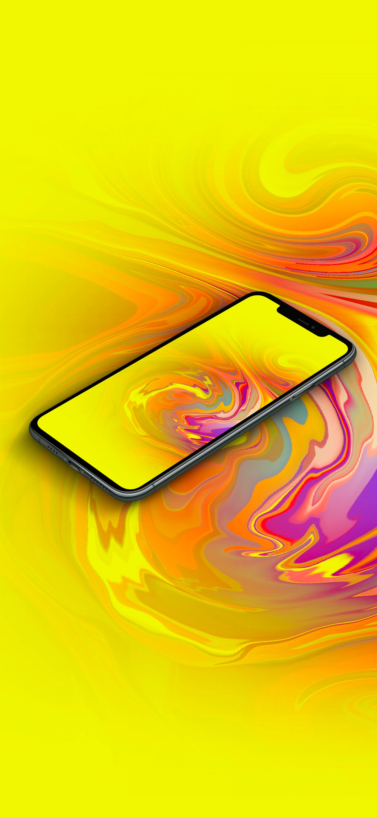 Обои Апельсин, графический дизайн, Янтарь, жидкий, материальное свойство в разрешении 1242x2688