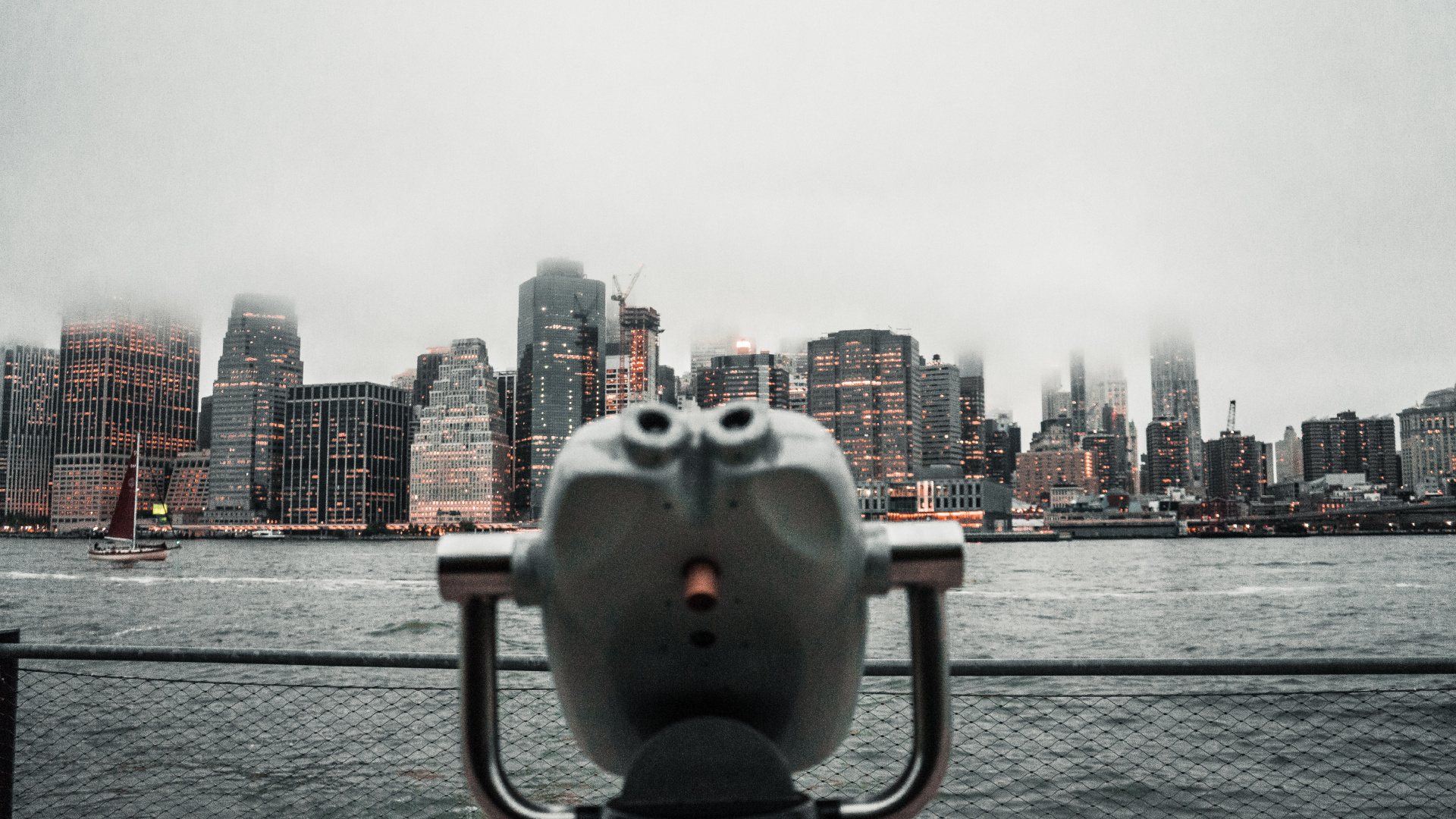 Обои вода, НьюЙорк, дневное время, здание, облако в разрешении 1920x1080