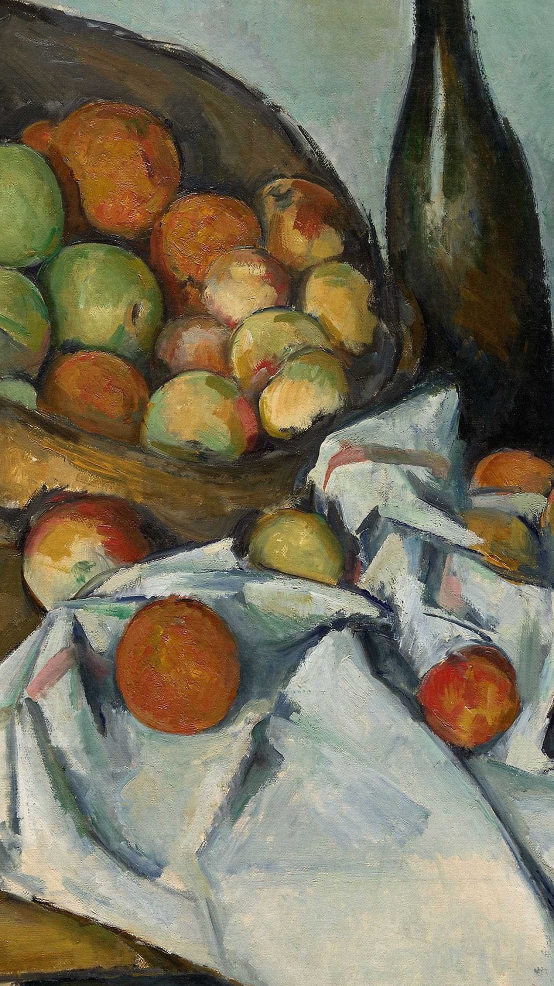 Обои корзина с яблоками, Институт искусств Чикаго, живопись, натюрморт с корзиной, масляная живопись в разрешении 1080x1920