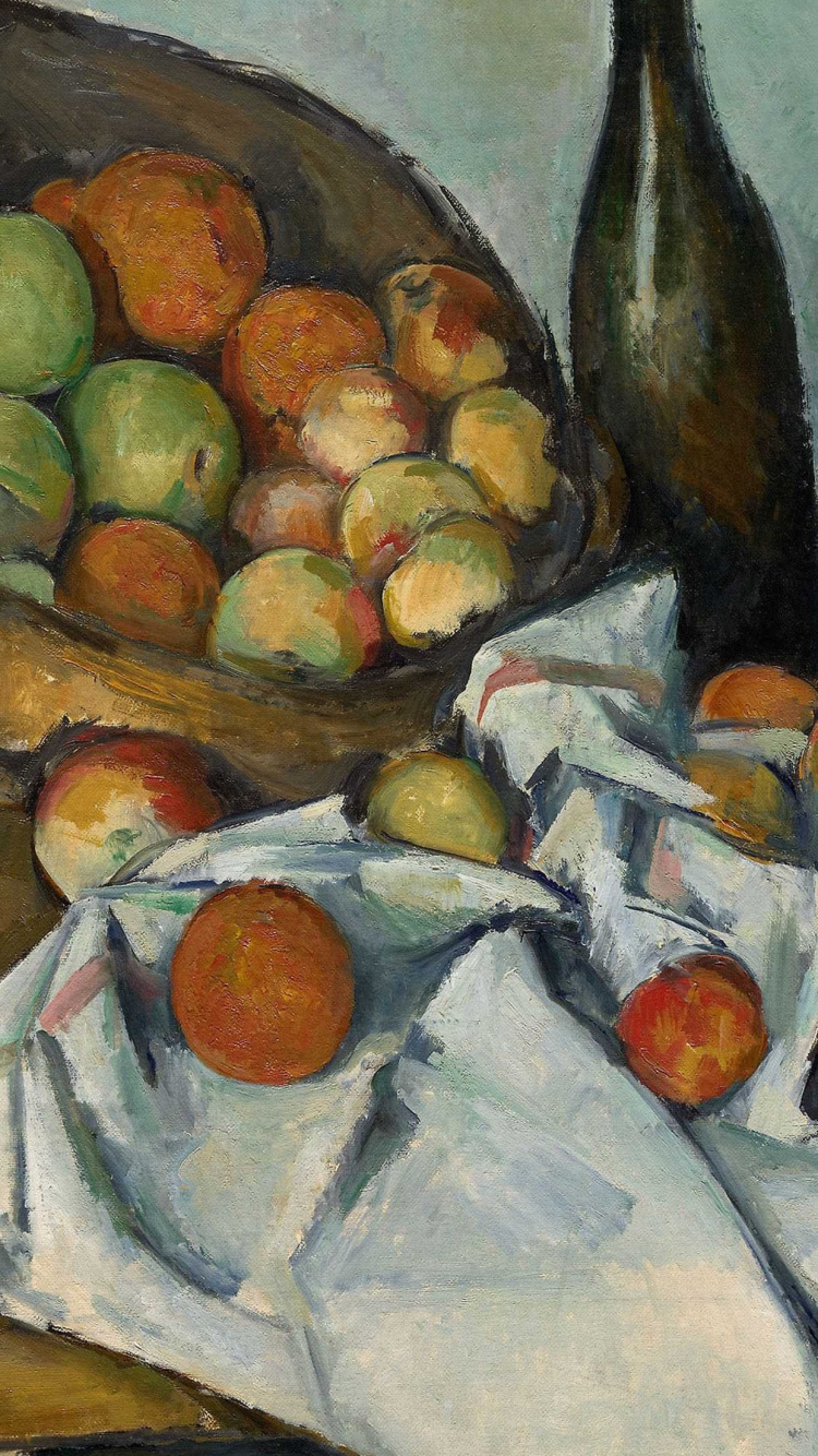 Обои корзина с яблоками, Институт искусств Чикаго, живопись, натюрморт с корзиной, масляная живопись в разрешении 750x1334