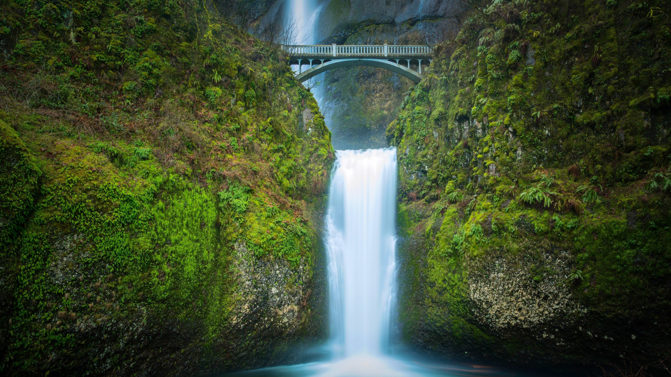 Обои Малтнома-Фолс, водопад, природа, гидроресурсы, водоем в разрешении 1366x768