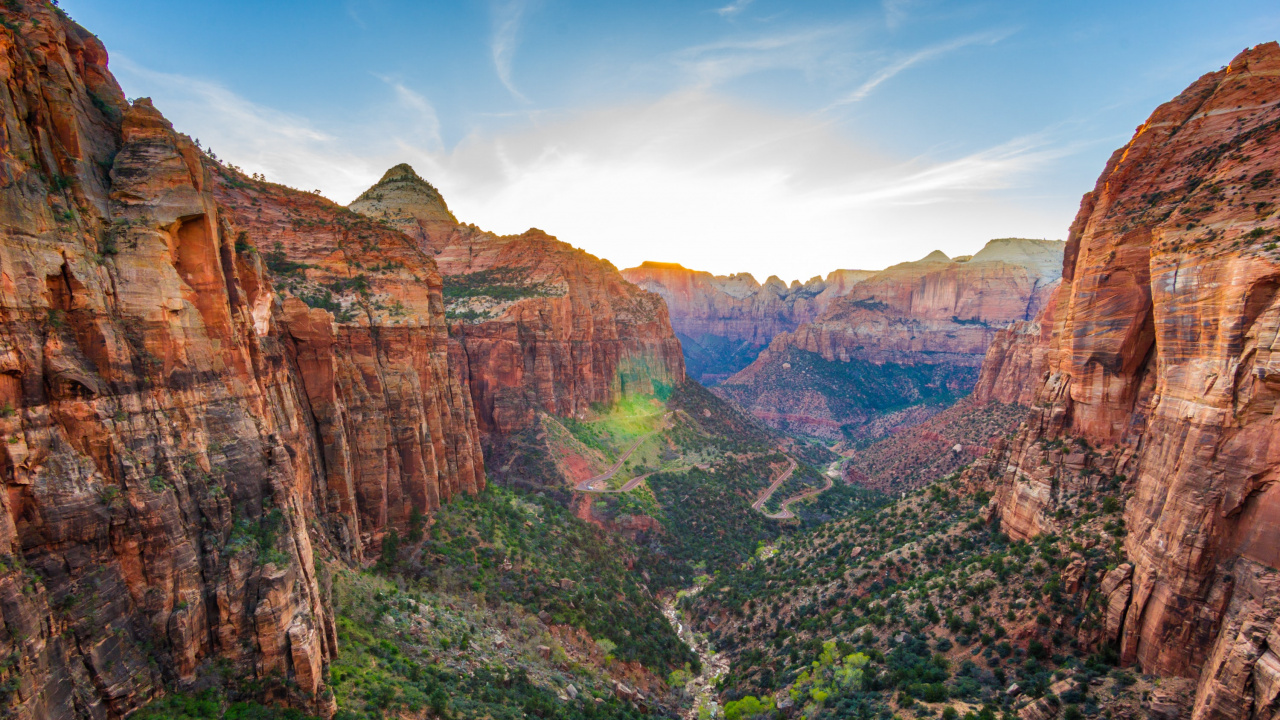 Обои национальный парк зайон, национальный парк, каньон, парк, формирование в разрешении 1280x720