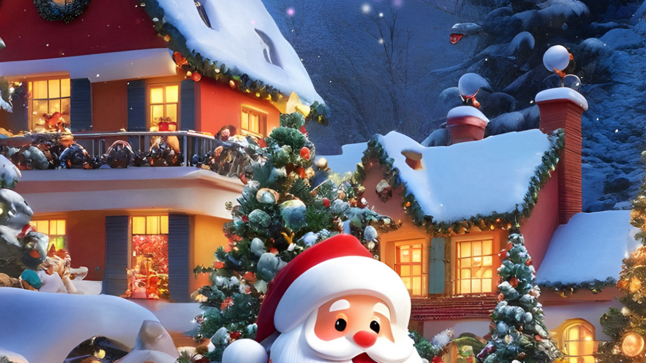 Обои елка, Рождество, Санта-Клаус, Сочельник, рождественский орнамент в разрешении 1280x720