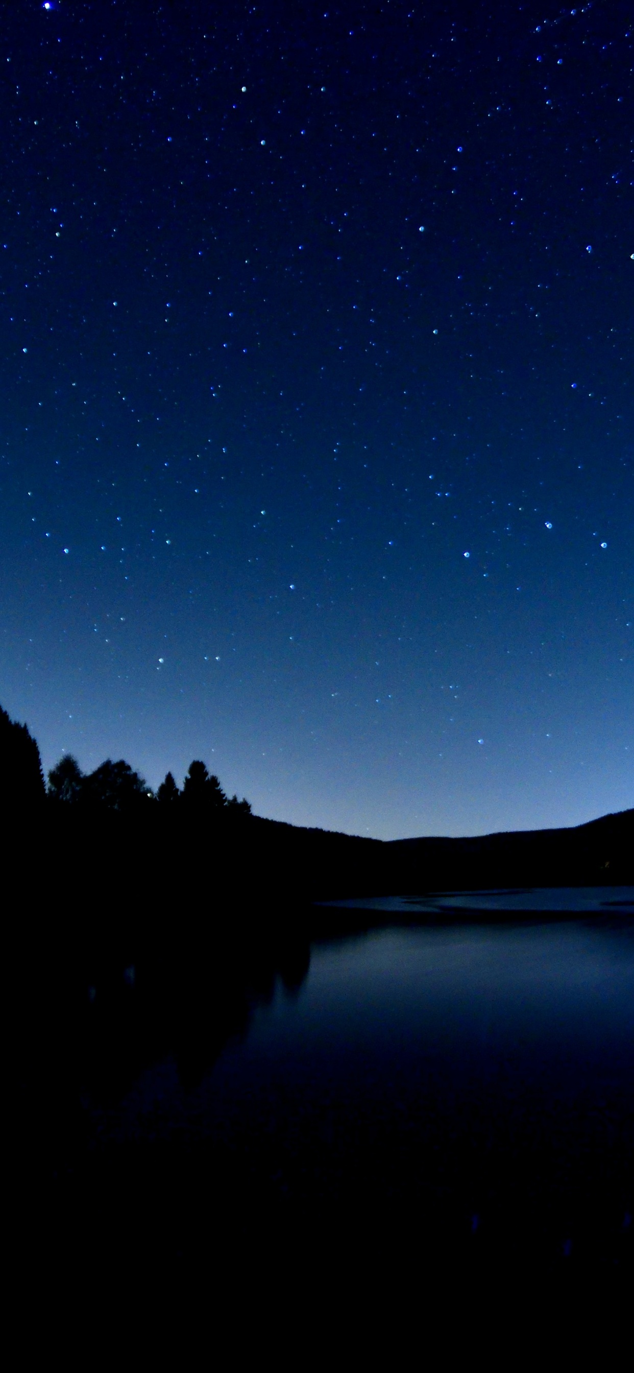 Обои свет, синий, отражение, небо, ночное небо в разрешении 1242x2688