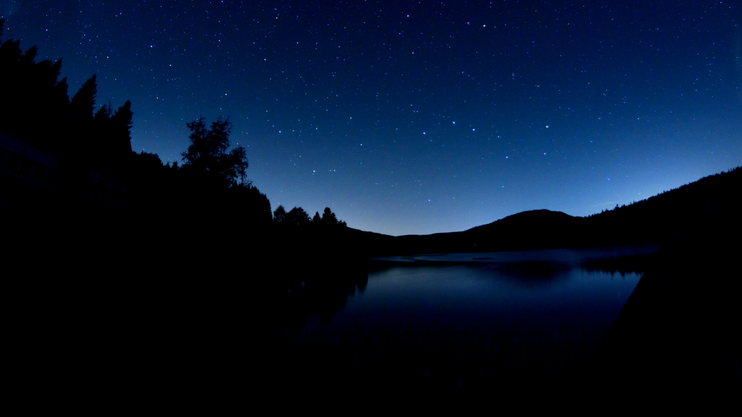 Обои свет, синий, отражение, небо, ночное небо в разрешении 2560x1440